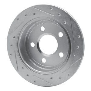 Buick Century Brake Rotor (1) - Rear Left - R1 Concepts - Drilled & Slotted - Silver - `97-`05
